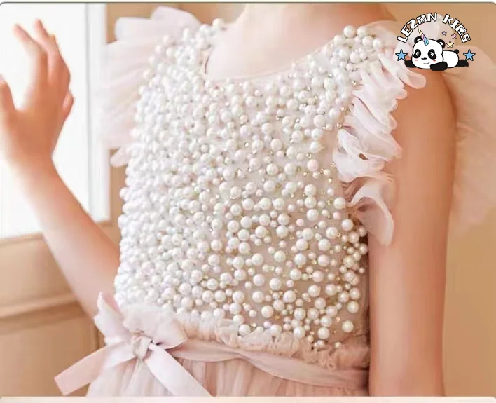 LEZONKIDS - Vestido de Noiva de Página para Meninas Elegante e Barato, Saia Longa, Manga Voadora, Vestido Inchado